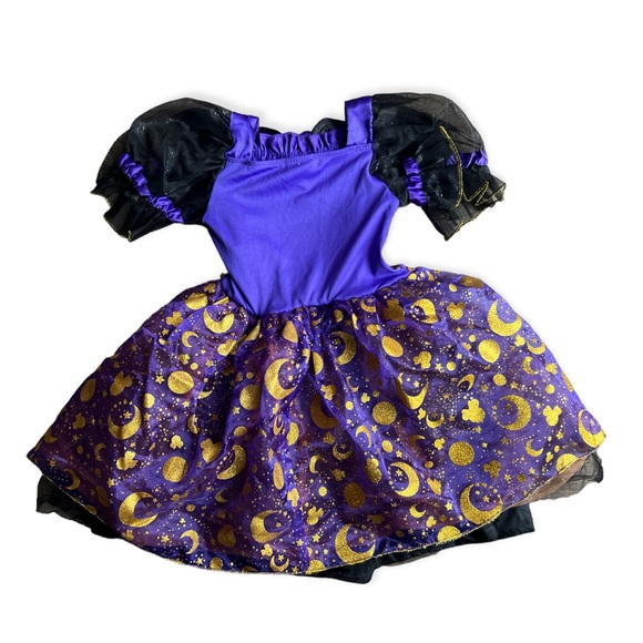 Disney Minnie Mouse Witch Purple & Black Glitter Costume With Headband Hat, Sz 3 - Picture 2 of 8